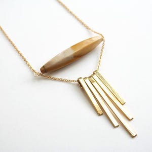Bohemian Stone Necklace, Long Modern Statement Necklace