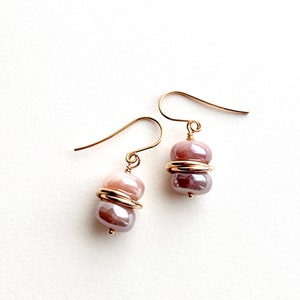 Peach Moonstone Earrings Gemstone Drop Earrings Gift for Her image 5