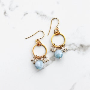Aquamarine Earrings, Dangle Earrings, Light Blue Earrings, Gift for Her image 2