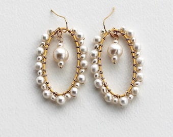 Pearl Wedding Earrings, Bridal Earrings, Statement Earrings