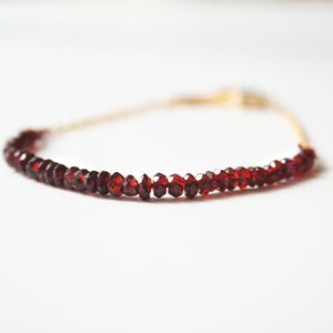 Garnet Bracelet, January Birthstone, Gift for Her, Natural Stone