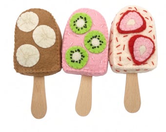 Handmade Felt Ice Cream Popsicle – Montessori Pretend Play Food Toy