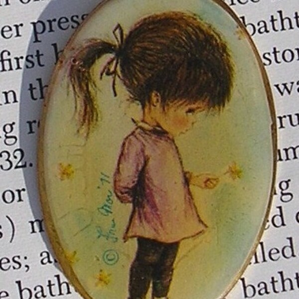 Little Girl with Flowers , Fran Mor Pendant Necklace