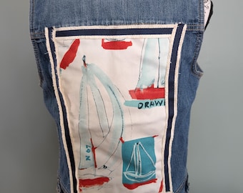 Chaleco de mezclilla Cherokee reciclado con chaleco de velero