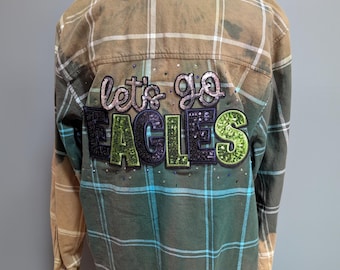 Camiseta de fútbol de los Eagles de franela blanqueada reciclada