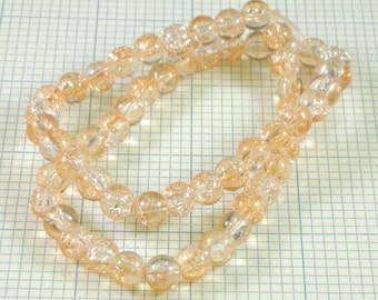 8mm Crackle Glass Beads - Champagne/Crystal