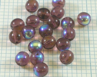 20 8mm Czech Glass Beads - Amethyst AB