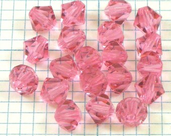 24 6mm Bicone Beads - Rose