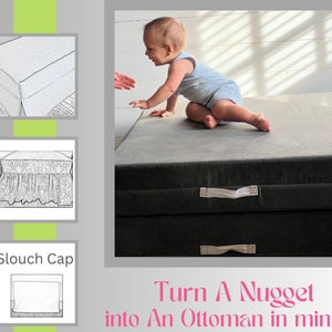 Nugget Couch Cover Ottoman cover for the Nugget | Cover for the Nugget Couch foam | fitted style  alternative | zipline| foamnasium| ziggy
