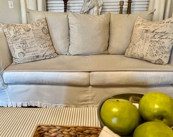 Performance Sofa Chair Cushion Scarf Topper| Cushion Slipcover topper| performance cover|Match Ottoman cushion cover