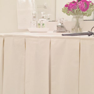 Pleated sink skirt for farmhouse Vintage sink skirt for bathrooms Kitchens and laundry room Vanity image 1