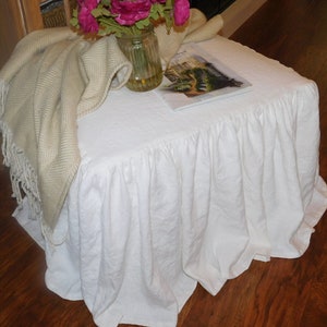 Washed Linen Ruffled Ottoman Cover