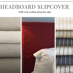 Headboard slipcover with welt cording or contrasting welt