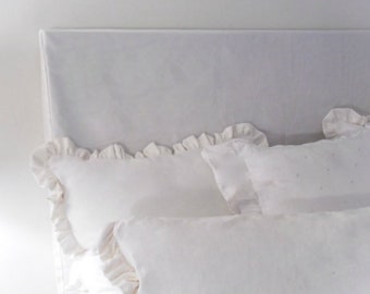 Medium weight linen Headboard Slipcovers with clean lines