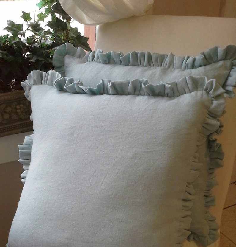 Washed Ruffled Linen Pillow Cover Pillow Cover Ruffle Etsy