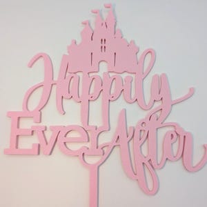 Happily Ever After Cake Topper  (Various  Colours)- Fairy Tale Castle Inspired - Wedding Cake Topper - Disney Cake - Disney Wedding Decor