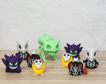 Halloween Pokémon-figuren – 3D-geprinte spookachtige editie | Bulbasaur, Psyduck, Charizard, Cubone en Gengar
