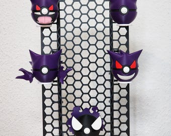 3D-geprinte Pokémon Pokéballs – Gen 1 Pokémon – Gastly (Nebulak), Haunter (Alpollo), Gengar (Gengar) thema-ontwerpen voor weergave of verzameling
