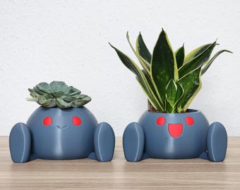 3D-geprinte vreemde plantenbakken - 2 unieke ontwerpen - kleine Pokémon-pot voor bureau- of kamerplanten