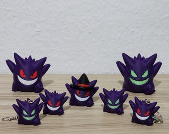 3D Printed Gengar Figure – Pokémon Keychain or Display Piece | Spooky & Adorably Ghostly Decoration