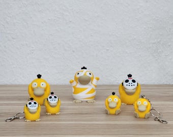 3D-geprinte Psyduck-Enton (Halloweeneditie) – Pokémon-sleutelhanger of displaystuk | Spookachtig schattig decor