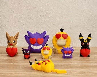 3D-geprinte Pokémon Valentine-figuren: Eevee, Umbreon, Gengar, Bulbasaur & Friends