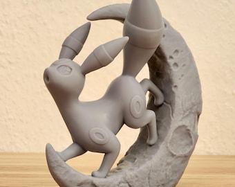 Ongeverfde Eeveelution-maanstandbeelden – Umbreon, Vaporeon, Espeon, Jolteon, Glaceon | 3D-geprinte harsfiguren
