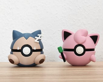3D-geprinte Pokémon Pokéballs – Snorlax – Relaxo & Jigglypuff – Pummeluff Edition | Pokémon-displaydecoratie