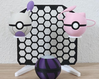 3D-geprinte Pokémon Pokéballs: Mew, Mewtwo en Dark Ball | Legendarisch Pokémon-displaydecor