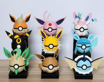 3D-geprinte Pokémon Pokéballs – Eevee & Evolutions-collectie | Pokémon-displaydecoratie