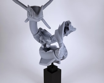 Unbemalte antike Rayquaza Statue – 3D gedruckte Resinbüste – ein legendäres Relikt zum Selbermalen