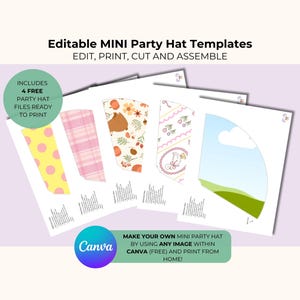 Personalisierte Mini Partyhut druckbare Vorlage, Mini Partyhut für Baby, bearbeiten in Canva, digitaler Download, benutzerdefinierte Kinder Geburtstag Partyhüte