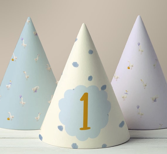 PRINTABLE One Silly Goose Party Hats, One Silly Goose Birthday Hats, 1st Birthday Party Hat Template, Silly Goose Hat, Set of 4
