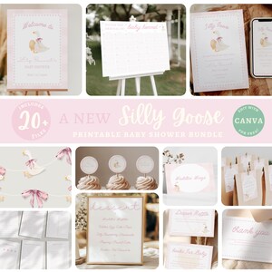 EDITABLE Silly Goose Baby Shower Printable Bundle Includes Party Decorations Games Invitations Signs Digital Download Templates