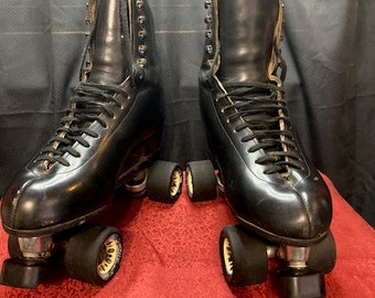 Sure Grip Classic Black Leather Roller Skates Size 8