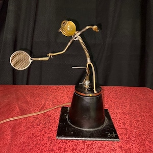 Kinetico Mid-Century Kinetic Sculpture Tennis Player Swinging Approx 8 1/2&quot; Tall