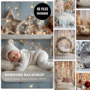 Newborn Winter Digital Backdrop for Photos | Snowy Scene Prop