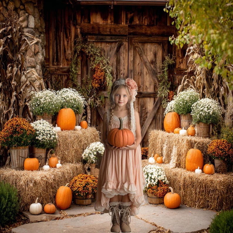 50 Autumn Barn Digital Backdrops – Rustic Fall Photography Overlays ...
