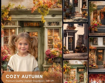 Autumn  Digital Backdrop | Fall Foliage Photography Background | Cozy Garden Scene for Photoshoots | Instant Download