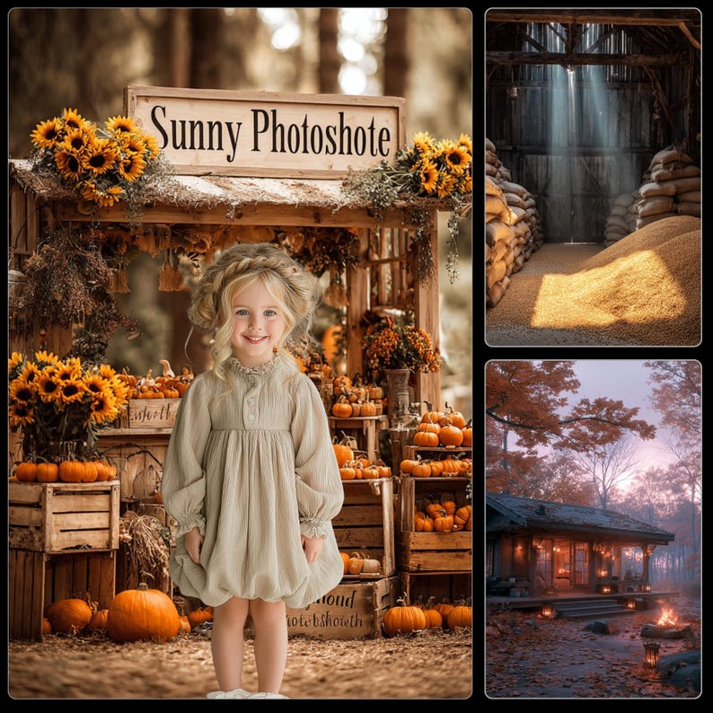 50 Autumn Barn Digital Backdrops – Rustic Fall Photography Overlays ...