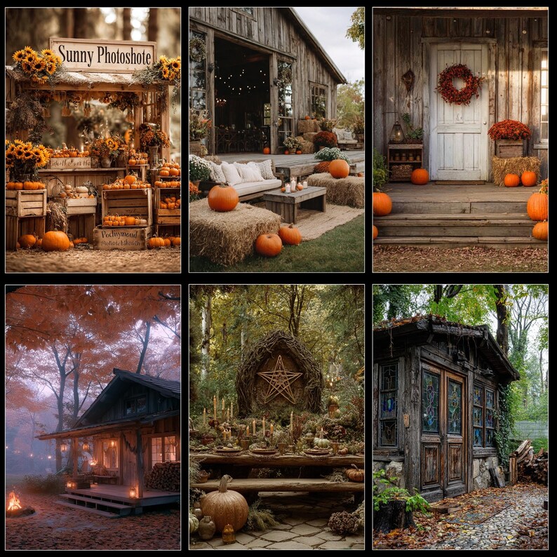 50 Autumn Barn Digital Backdrops – Rustic Fall Photography Overlays ...