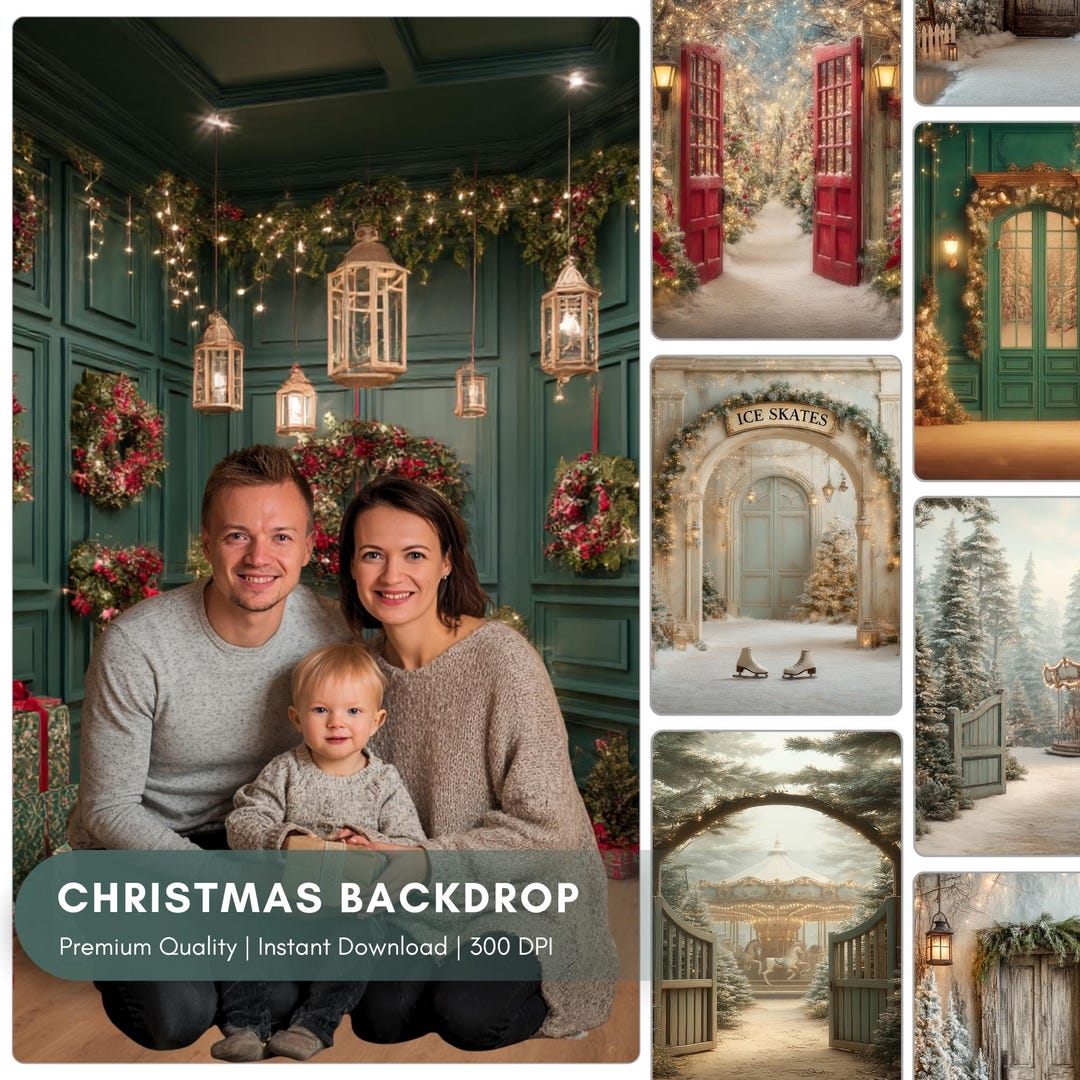 Vintage Christmas Photo Backdrop | Cozy Holiday Photography Background ...