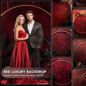 Red Minimal Arch Backdrop Set: Luxury Digital Background (JPEG Download, 300 DPI)