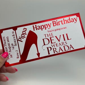 The Devil Wears Prada Personalised Theatre Ticket – Custom Gift, Surprise Keepsake, Souvenir Ticket – Free UK 2nd Class Delivery