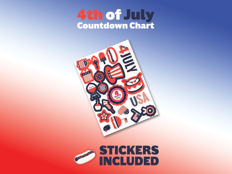 July Countdown Calander 4th of July Countdown Chart - Etsy