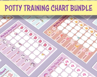 Potty Training Chart Bundle – Princess, Unicorn, Mermaid, and Dinosaur Themes