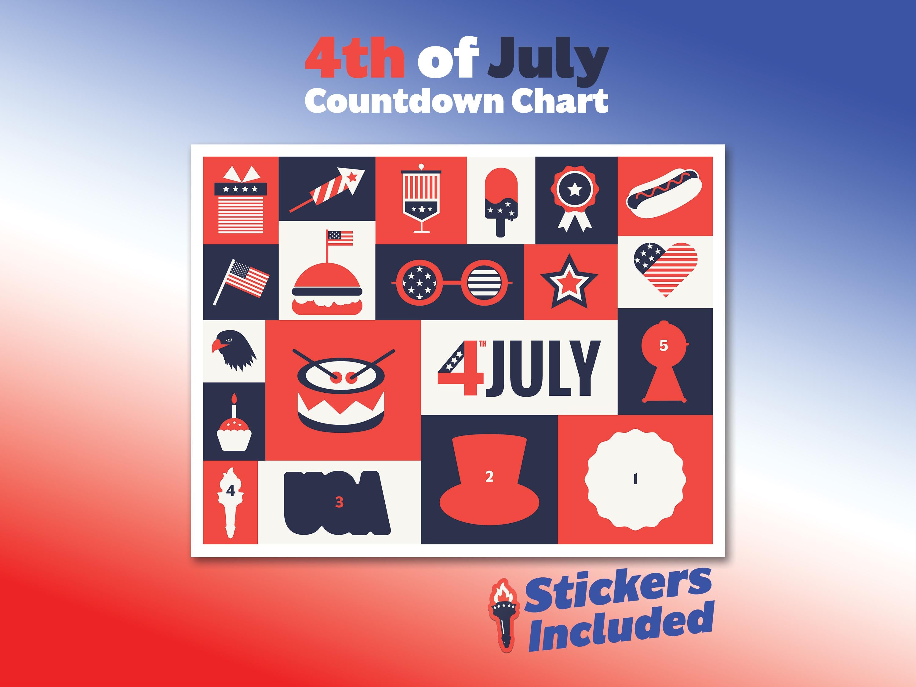 July Countdown Calander 4th of July Countdown Chart - Etsy