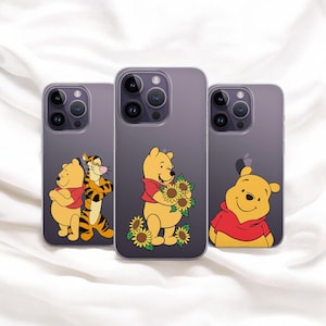 Custodia per telefono Winnie the Pooh e i suoi amici - Design Tigro e Ih-Oh per iPhone 15/14/13, Samsung S24/S23, Huawei P20 P30 Lite