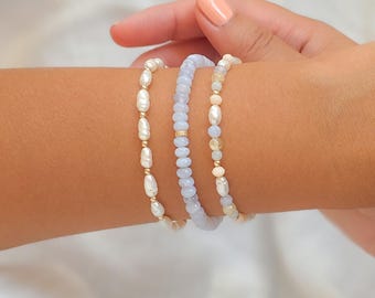 Sierlijke parelarmband, met goud gevuld | Handgemaakte parelsieraden | Bruidsaccessoire | Alledaagse armband | Armband met echte parel | Zoetwaterparel