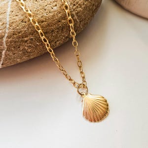 14K Gold Filled Shell Necklace: Dainty Beach Jewelry